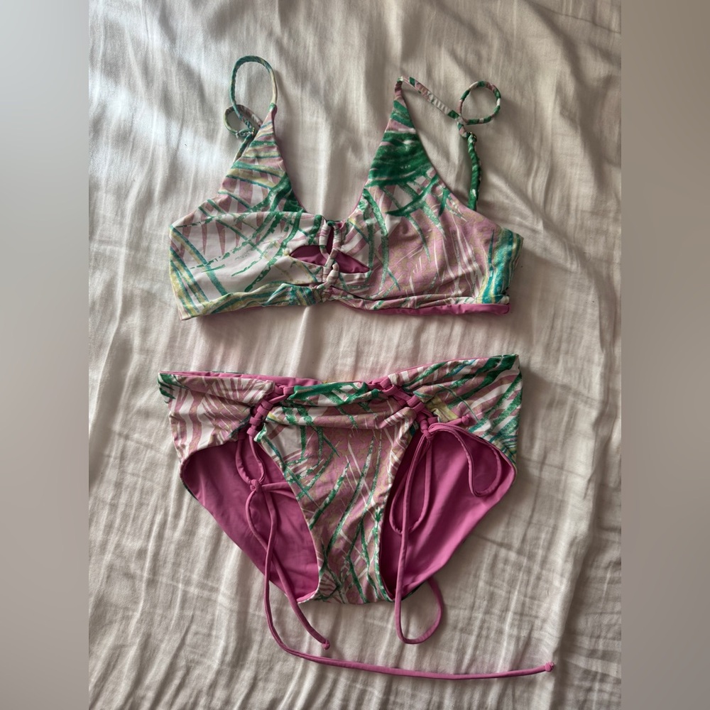 San Lorenzo Green and Pink Bikini Set